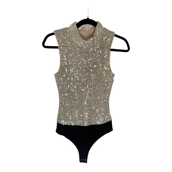 NWT 7 For All Mankind Sequin Snap Button Closure Bodysuit-sz Small - Picture 12 of 12